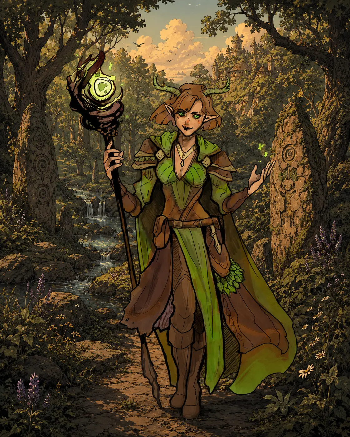 Hand-painted druid miniature from the Broken Oath saga