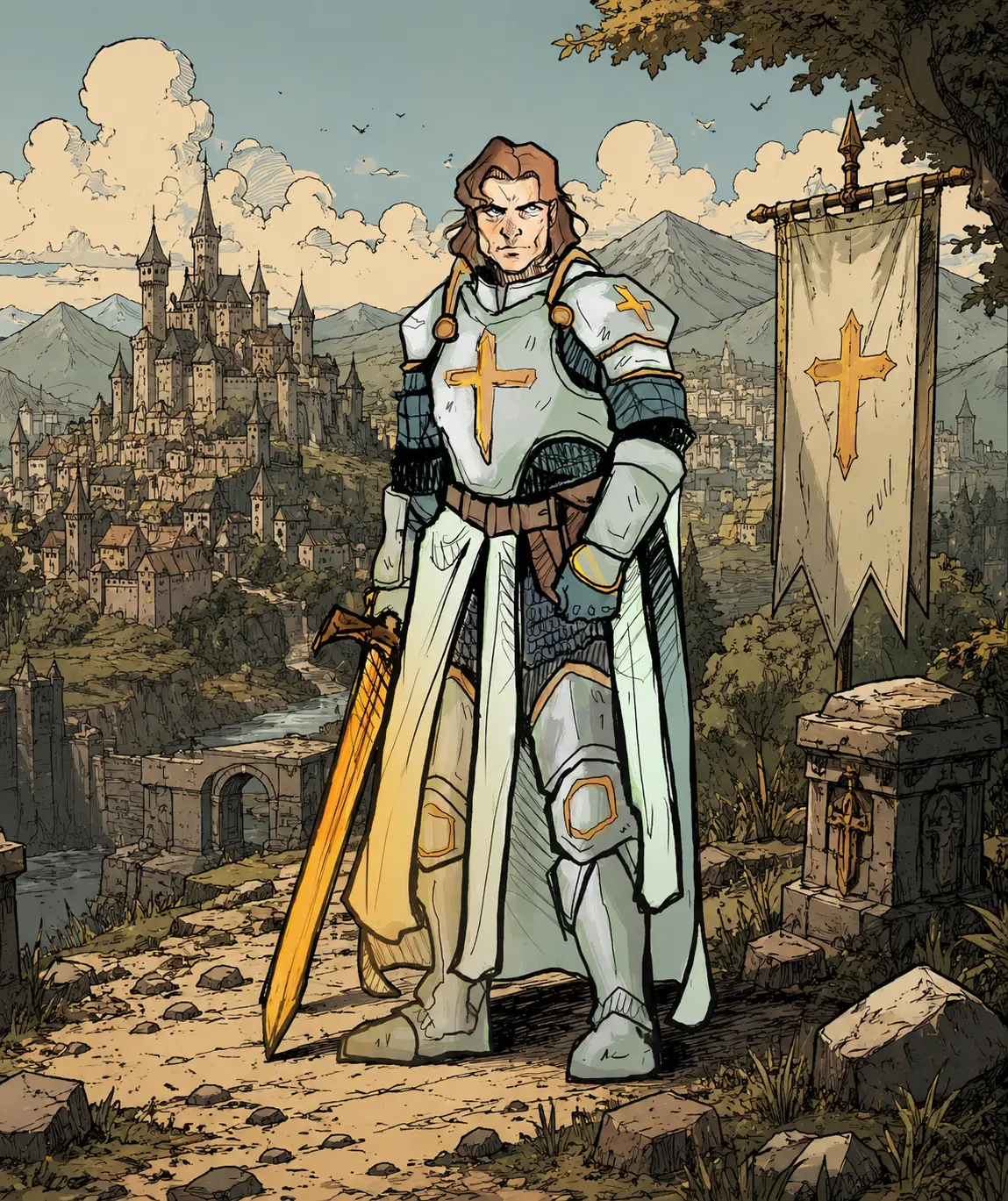 Hand-painted paladin miniature from the Broken Oath saga