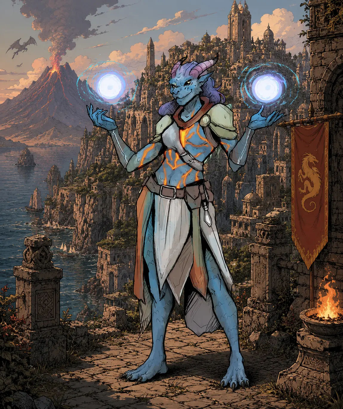 Hand-painted sorcerer miniature from the Broken Oath saga