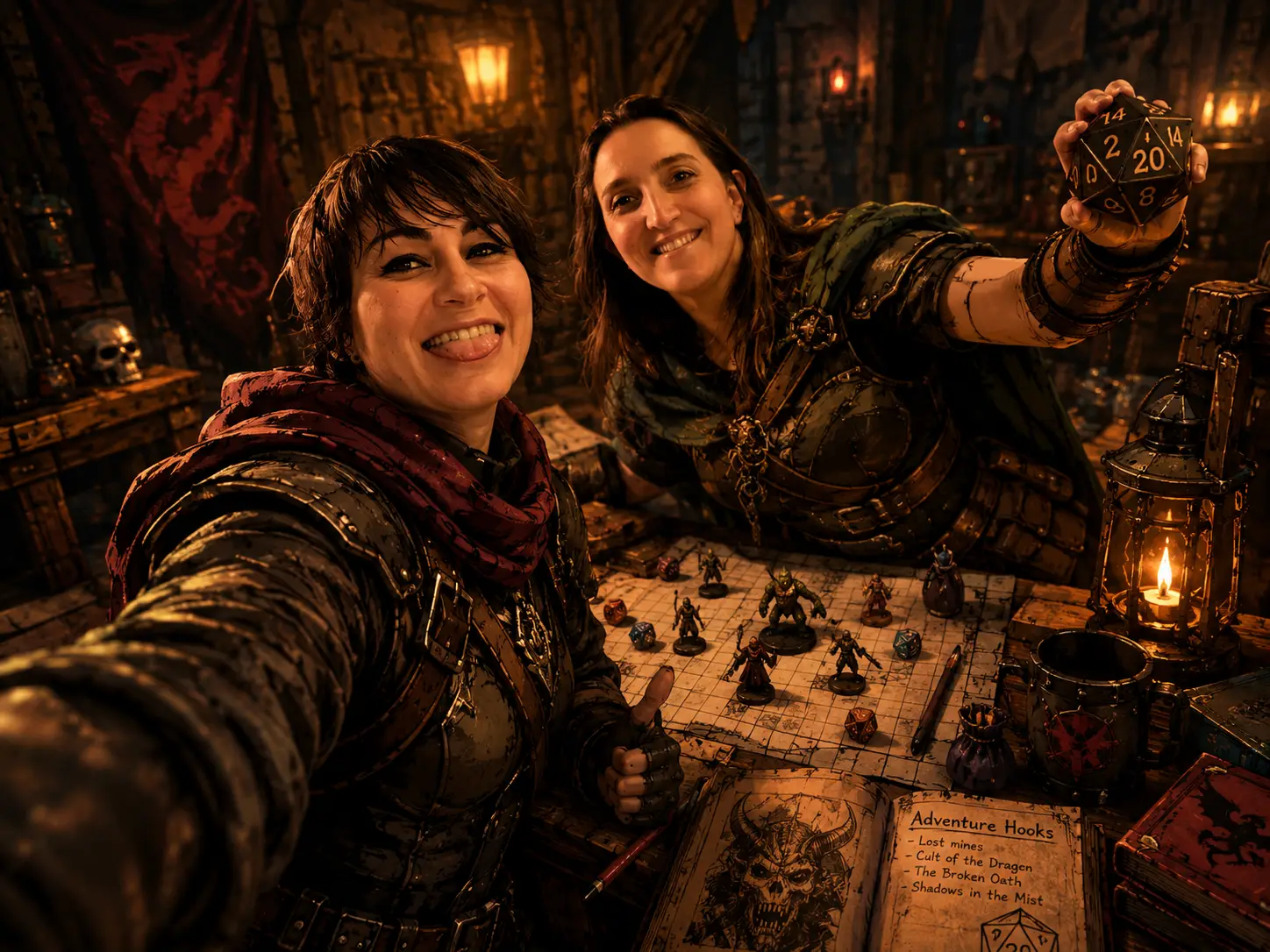 Handcrafted Heroes community members gathered around a tabletop RPG adventure
