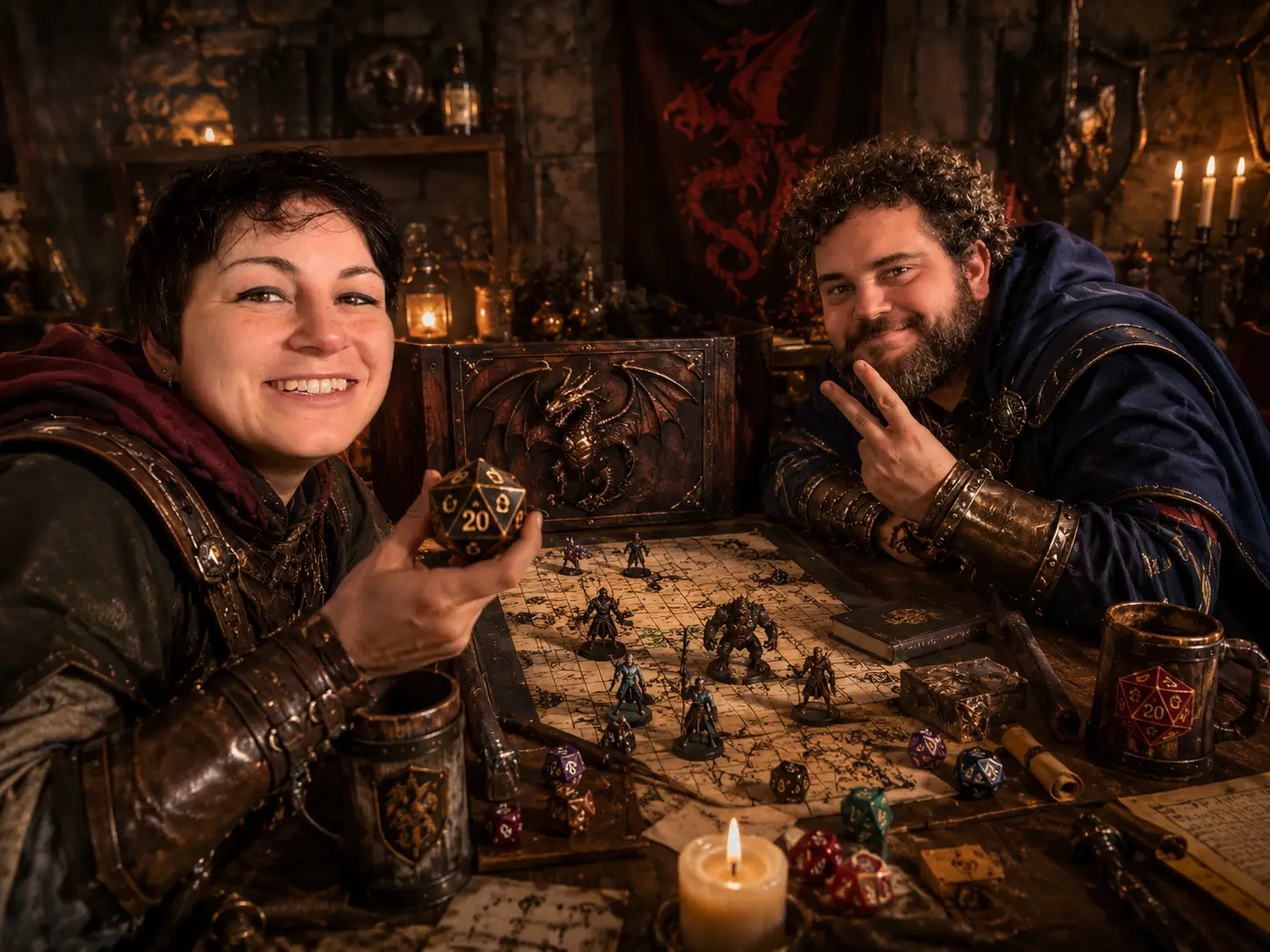 Handcrafted Heroes community members during a tabletop RPG game night