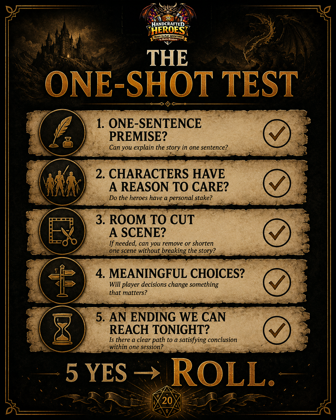 Five questions for choosing a tabletop RPG one-shot