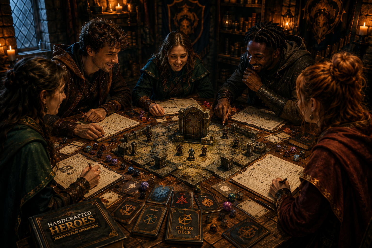 Players enjoying a GMless tabletop RPG without a traditional Game Master
